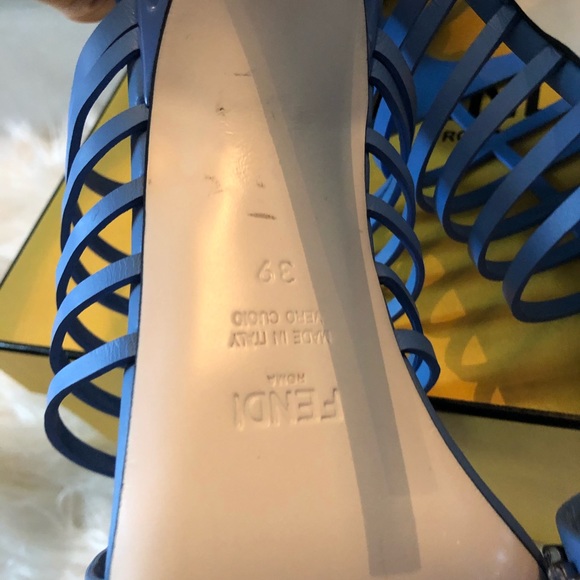 Fendi Blue Crocodile Crystal Embellished Sandals 9 - Picture 5 of 9